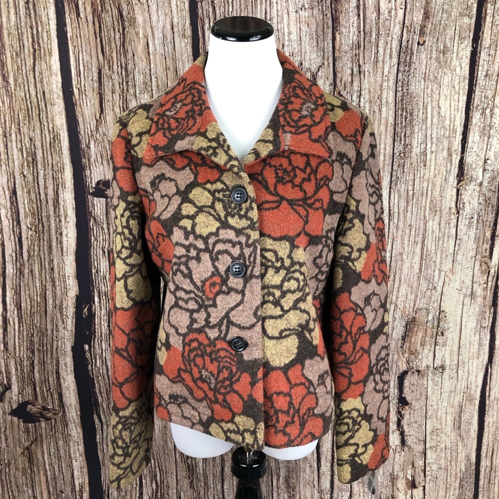PENDLETON Roses Floral Wool Blend Jacket Size PL
